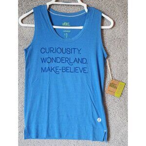 NEW Raw Threads Women's Tank Top "Curiosity Wonderland Make-Believe" Blue Sz S